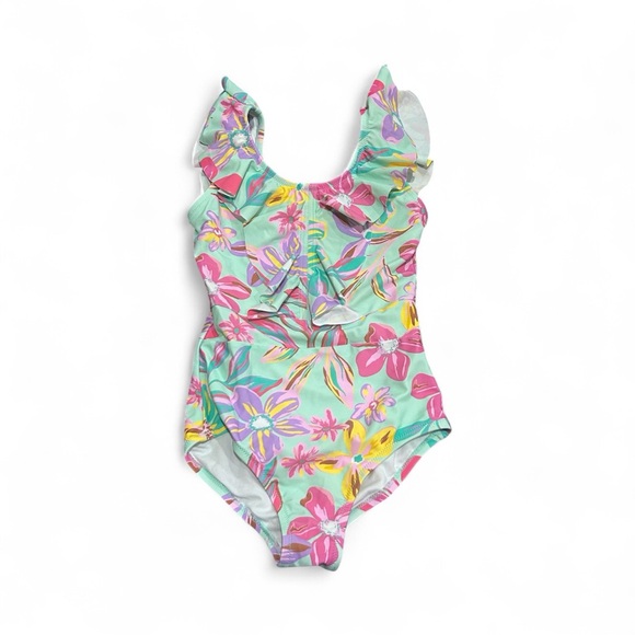 Kanu Surf Kids One Piece - Pink, Yellow, Green Floral - Picture 1 of 2